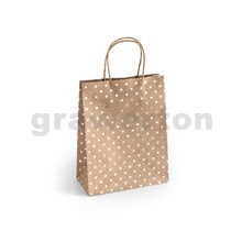 Papírová taška Kraft zlaté puntíky 25x10x20cm, 5ks