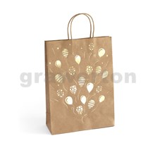 Papírová taška Kraft zlaté balónky 33x10x24cm, 5ks
