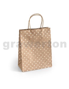 Papírová taška Kraft zlaté puntíky 25x10x20cm, 5ks