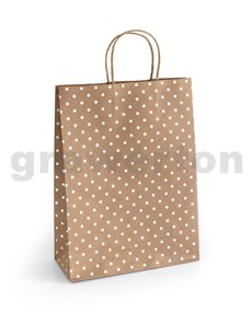Papírová taška Kraft stříbrné puntíky 33x10x24cm, 5ks